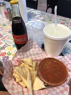 We have MEXICAN COKES and FRESH SQUEEZED LEMONADE  add some chips and tasteful salsa ! #hitthespot!