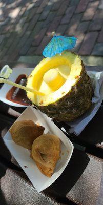 Vegan Samosas & Pineapple Smoothie