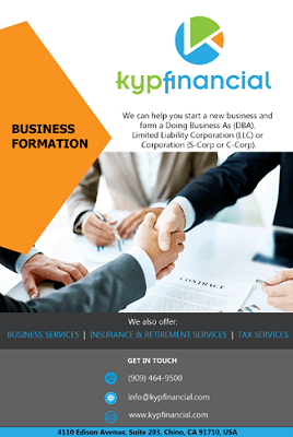 Start a business, LLC, C-Corp or DBA at KYP Financial