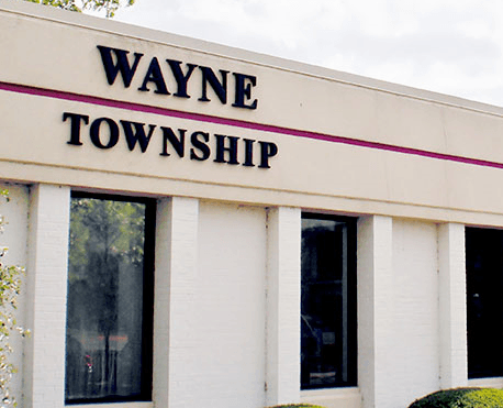 WAYS is located within the Wayne Township building.   It's a white one-story building with red pillars.