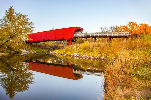 The Roseman Covered Bridge in Winterset, Iowa.  Photo by Justin Rogers.