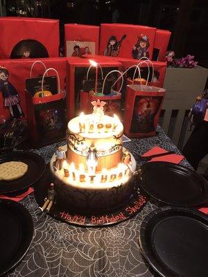 Really cool cake if your kids like stranger things and the cake inside was delicious as well