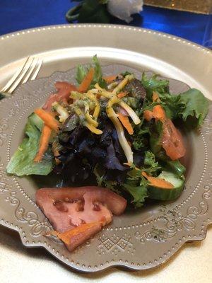 Salad with fresh basil cucumber dressing