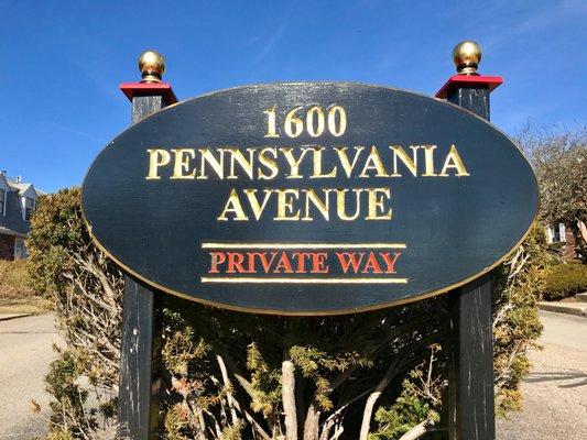 The signage at the 1600 Pennsylvania Avenue Condominium