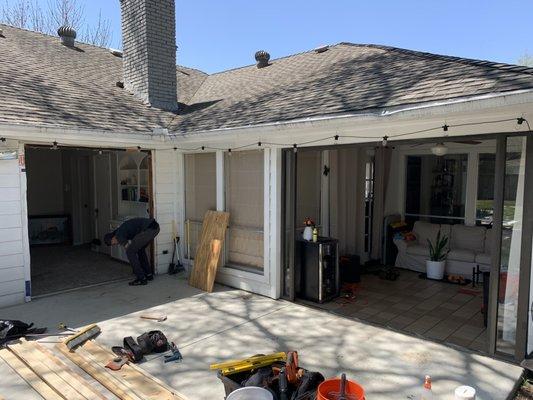 Old French door removals, for the new sliding glass doors coming in.