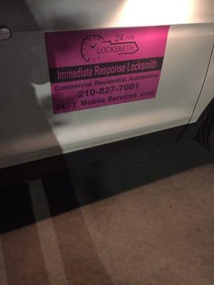 I took a photo of the company's info in the side of the car.