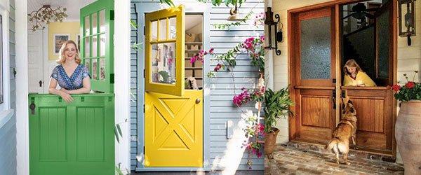 A Dutch Door is a door having two separate leaves, hung one over the other. Usually equipped so that both leaves can be operated.