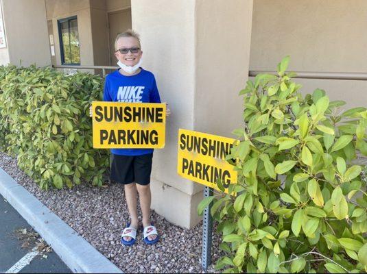 Sunshine parking loading zone.