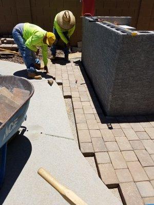 BBQ area with pavers