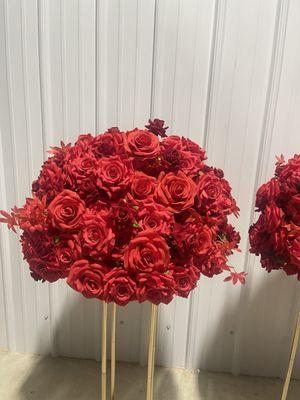 Large red flower arrangements