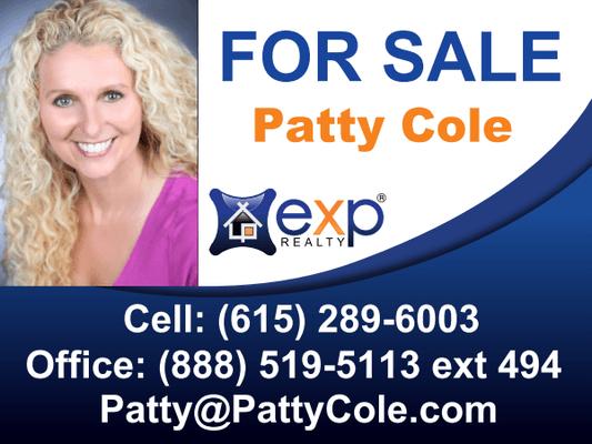 Patty Cole, Top Real Estate Producer in Middle Tennessee with eXp real estate. Working with sellers and buyers from Nashville to Livingston.