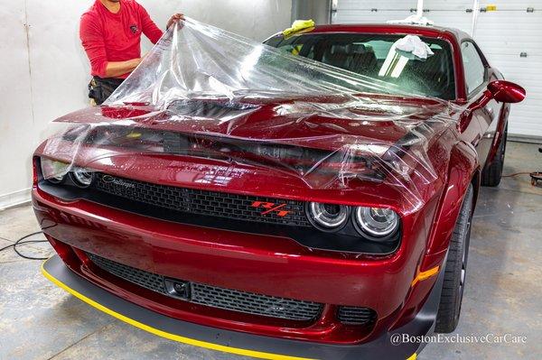 2019 Dodge Challenger Wide Body. Full Xpel Ultimate Plus on entire full nose. Coated.