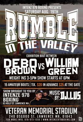 #RumbleInTheValley #August19th #LawrenceVeteransMemorialStadium