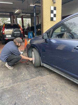 Gentleman was happy to check my tire pressure and make sure I was safe. I appreciate this service that they do with a smile.