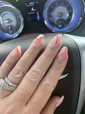 Almond shape pink swirl second time with Lana