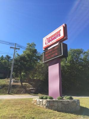 Milford Dunkin Donuts -- Milford South Plaza : 146 South Main Street / Route 140, Milford            Sign