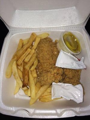 Kids chicken tenders and fries