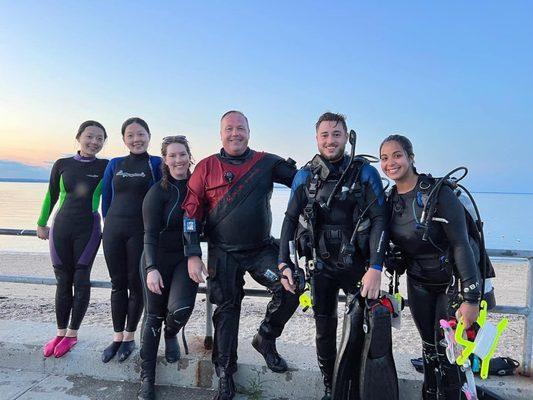 Diving at Prybil beach with advanced open water students