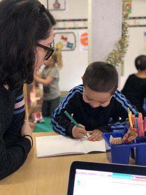 Pre-School one on one time focusing on handwriting.