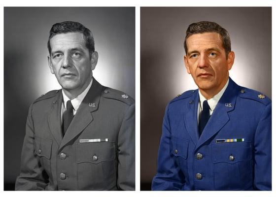 Black & white pictures scanned & digitally colorized by a photoshop artist. The most realistic colorizing possible.