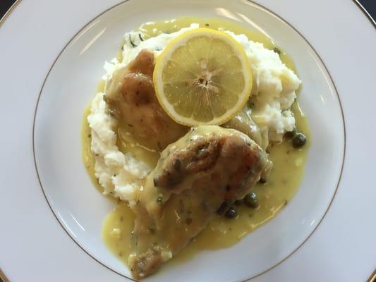 Mashed potatoes with lemony grilled chicken