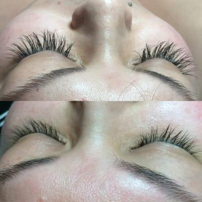 Before & After - Full set of eyelash extensions - Done by Kimmie