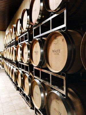 Our French oak barrel room.