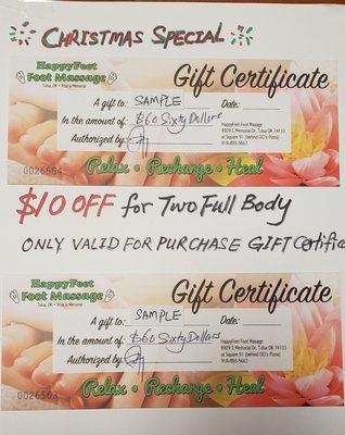 Christmas Special!!! $10 Off for Two Full Body Massage.