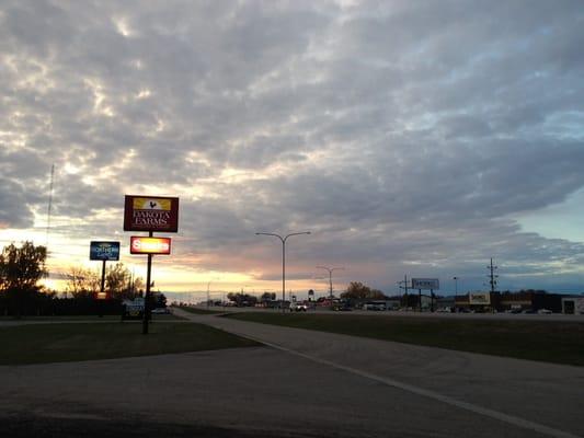 Sign along service road on highway 2.