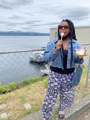 Walked across the street to enjoy our ice cream directly near the waterfront!