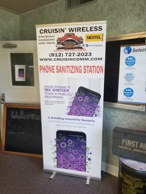 Phone sanitizing available.