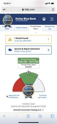 For bankruptcy intake bring In estimation of value on all vehicles.