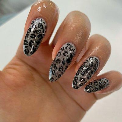 Hand painted leopard print gel overlay