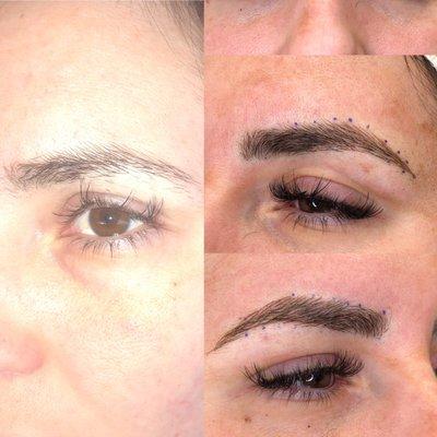 Refill volume lash extensions & first session of micro-blading