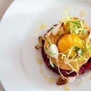 Beer tartare with confit egg