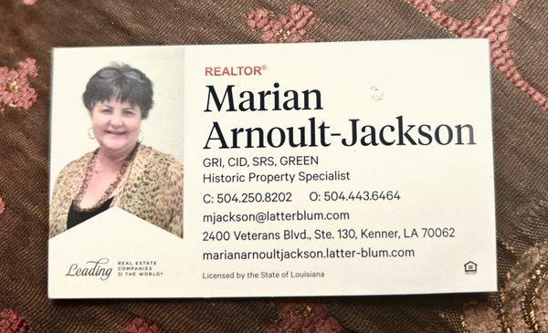 Marian Arnoult-Jackson Realtor With Latter & Blum