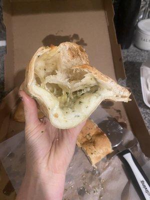 "Calzone" with "green peppers and onions"