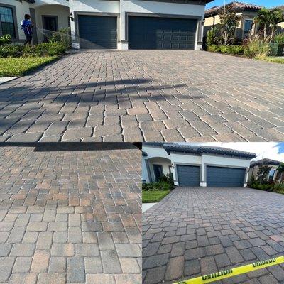 Before, during, and after our paver sealing services