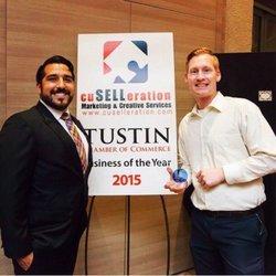 Founder and CEO Zac Cusac with VP Cris Cusac receiving Tustin Chamber of Commerce "Best Business of the Year" award.