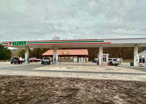 Exterior of gas pumps and convenience store