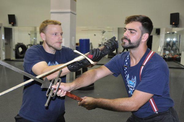 Long Island Historical Fencing Society HEMA class at Omni Fitness Center.