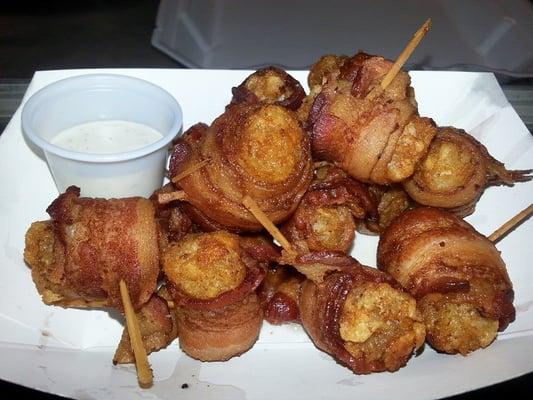 Bacon wrapped tater tots!!  :)