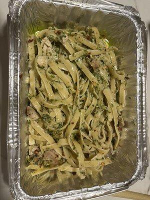 Creamy Pesto "No Chicken" Fettuccine Alfredo