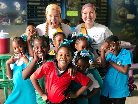 Volunteers working in schools in St. Lucia.