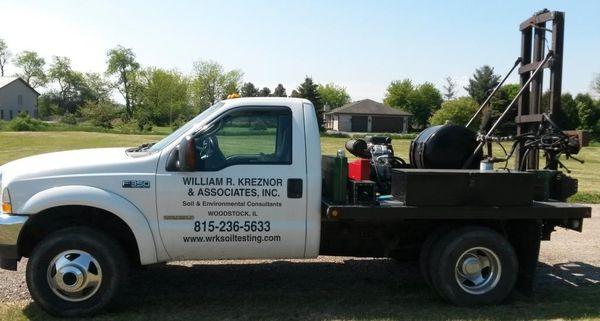 Sampling unit is mounted on a 4-wheel drive truck.