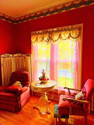 The beautiful Rose Room at Morin's Victorian Hideaway