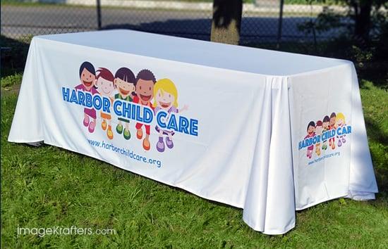 Custom printed tablecloth cover for a 6ft. table