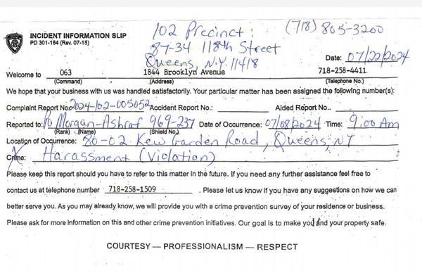 POLICE REPORT # 2024-102-005052 My son was SEXUALLY HARASSED and VERBALLY ABUSED by Mrs Trisha at Access Institute Queens.