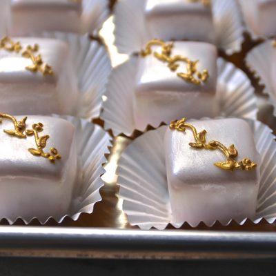 Rococo gold embossed on petit four demitasse