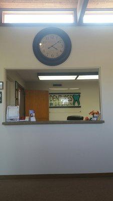 Waiting in the front office.